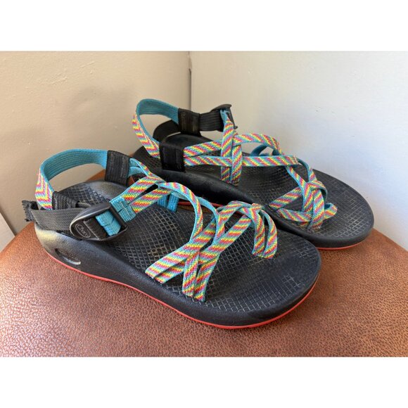 CHACO WOMENS STRAPPY SLING BACK WATERPROOF SANDALS SIZE 8 TOE LOOP RAINBOW - Picture 1 of 8